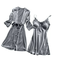 Wozhidaoke pidžame za žene donje rublje žene svilena čipka haljina haljina noćna set za spavanje kimono