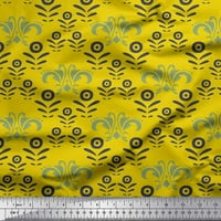 Soimoi Yellow Poliester Crepe tkanina Filigranski Damask Ispis tkanina od dvorišta široko