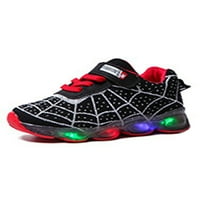 RotoSW djeca trčanje cipele čarobne trake Sport cipele LED tenisice Lagani prugasti atletski tenimir teretana nepusnica crna 11c