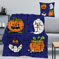 Halloween Dekorativni pokrivač s jastukom, smiješan crtani ćebe za dnevni boravak Dorm Dom Decor,