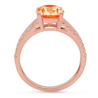 2. CT sjajan ovalni rez prozirni simulirani dijamant 18k Rose Gold Solitaire sa accentima prsten sz 5.5