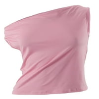 Biayxms ženski vrhovi čvrstog u boji, sa jedan ramena bez rukava ljetni majice