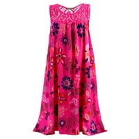 Stabilne ljetne haljine za žene ženske boho cvjetne tiskane haljine Ljeto bez rukava za otisak plaže