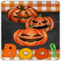 Happy Halloween Tin znak Pumpkin Boo Buffalo Reaid Art Tin znak Rustikalni šik zastrašujući vješticu