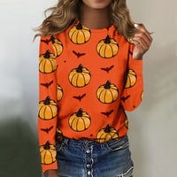 Duks Halloween za žene Ženski dugi rukav Halloween Print Okrugli vrat Pulover Top bluza Zlatni XXL