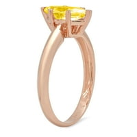 1CT Marquise Cut Yellow Simulirani dijamant 14K ružičasti ružičasti zlatni graviranje Izjava godišnjica Angažovanje vjenčanja SOLITAIRE prstena 10