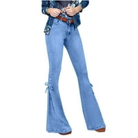 Brglopf ženske čipke zvona na dnu traper hlače na srednjem stručnom stručnom rastezmom bljeskalice Jireors