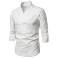 Polo majice za muške retro casual modne pune boje posteljina od majica s srednjim rukavima