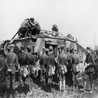 WWI: Cisterna, C1915. Ngerman vojnici i njemački tenk. Fotografija, C1915. Poster Print by
