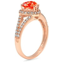 1.49CT Crveni simulirani dijamant 14K 14K Rose Gold Gold Anniverment Halo prsten veličine 5