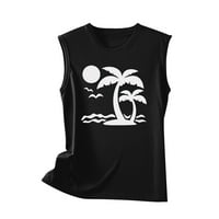 Ženske havajske tenkove palmine uređene kamisole Crewneck majice bez rukava minimalističke majice modna tunika specijalna bluza za slobodno vrijeme, crna m
