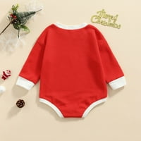 Canrulo Christmas Newborn Baby Boys Girls Romper Santa kombinezon za dugih rukava Xmas odjeća crvena 0 mjeseci