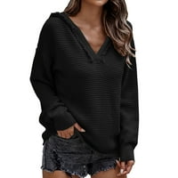 PIMFYLM dugi pulover džemperi za žene Crochet pulover džempere lagane zimske obutke crne s
