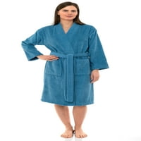 Ručnike za žene Ženski kimono Robe Turski pamuk Mekani Terry Cathrobe X-Veliki XX-Veliki baštinski plavi