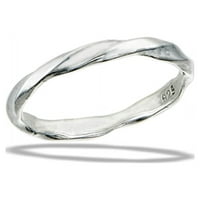 Tanki ravni zaokret minimalistički prsten. Sterling Silver Band nakit ženski muški unise veličine 5