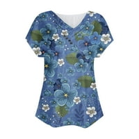 Ženski vrhovi Bluze Basic Tees Slatka majica Ženski ljetni ispisani natkriveni V-izrez Top majica s kratkim rukavima V-izrez