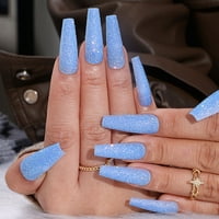 Plavi umjetnički nokti umjetni nokti Jedinstveni trendy Jednostavni stil nokti za noktne umjetnosti
