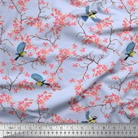 Soimoi Rayon tkanina cvjetna i plava tit za kockice za ptice od tiskanog dvorišta široko