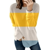 Ketyyh-Chn Plus Dukseri za žene za žene dugih rukava na vratu The Majica Bluza Pulover Žuta, S