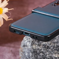 Feishell za Samsung Galaxy Z Flip Case sa zaštitom šarke, vrhunska PU koža + tvrda školjka ultra tanka udarna otporna na zglobne šarke Slim izdržljivo zaštitno kućište, crna