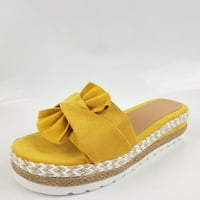 Žute sandale za žene slikovene flip flops žene bowknot plaža Ljetne papuče platform cipele cipele plus