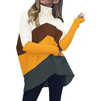 WHLBF Plus Dukseri veličine za žene, zimske dame turtleneck dugi rukav rukav pulover pleteni džemper