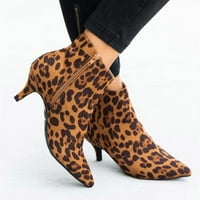Floleo Clearence Ženske cipele Leopard Zmija Print gležnjače Ziko pete Srednja potpetica