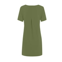 Gotyou modne haljine Ženske haljine okrugli vrat kratki rukav casual labave ljetne haljine plaže vojska zelena xl