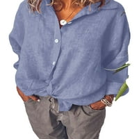 Glookwis Žene Knot Hem na vrhu Labavi bluza Plavni majica u boji u boji Tunička košulja