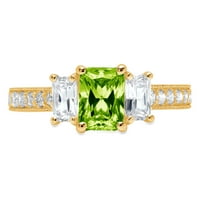 1. CT Sjajni smaragd Clear Simulirani dijamant 18k žuti zlatni pasijans sa akcentima Trobonski prsten