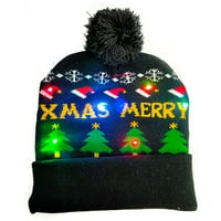 Modni unisni zimski debeli topli LED pleteni palijski šešir sa kuglicom Xmas Decor
