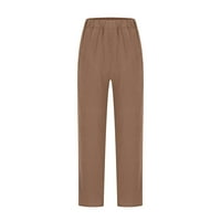Ženske obrezice Capri pantske pantalone Ženske elastične strugove casual hlače od pune boje Veliki džep