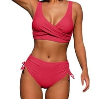 Žena New Split omot čipka ubojica iz šuplje bikini pune boje visoki struk bikini dva seta