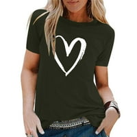 Ženske plus veličine vrhova Trendi ljeto srce tiskanje kratkih rukava košulja okrugla -neck casual tops