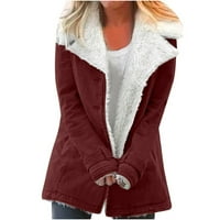 Zimski kaputi za žene Ležerni kaput s dugim rukavima Kontrastni kompozitni gumb Dugme za plišane gumb