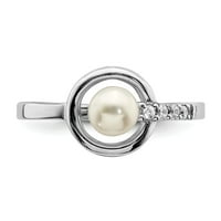 Čvrsti srebrni srebrni CZ CUBIC Zirconia Button Slatkovodni kultivirani biser u okruglom halo kružnice