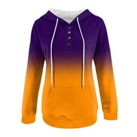 Hinvhai sezonski klirens majica dugih rukava za žene ženski ispisani džep dugih rukava bluza s dugim rukavima dukserice Dupke Dupke Purple 12