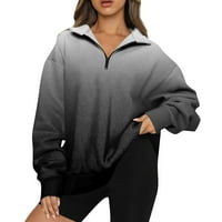 Ženske dukseve prevelike žene dugih rukava majica gradijent plus veličina ženskih vrhova pulover hoodie black m