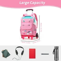 LVYH dječji ruksak za rolanje tinejdžeri, vodootporni crtani torbica na kotačima Daypack Schoolbags za školsku putovanja, ružičasta