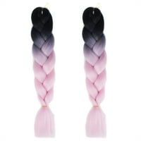 Latady par ombre dugačke pletene pletene pletenice za kosu sintetička kukičana okretna kosa - crna ružičasta