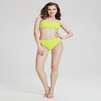 Visoki vikini viki, ženski kupaći kupaći kostimi s dva kupaćeg kostima za kupaće, zeleno žuto, xl