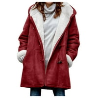 Softmallow kaput za žene zimske plus veličine čvrsti plus baršunasti kaput dugi rukav rukav džepni kaput