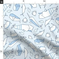 Traper tkanina od dvorišta - origami kitovi Blue Crafts Nautička riba Nova Engleska po mjeri ispisana tkanina kašikom