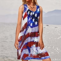 Hvyesh Ljetne haljine Women plus veličina Elegantna duga haljina USA zastava Grafička posada zastava