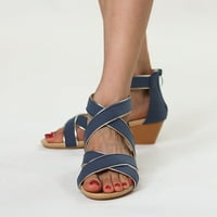 Ženske sandale Aaiayomet Ljetne modne izdubljene otvorene nožne prozračne klipe na petu rimske sandale debele potplate, plava 8