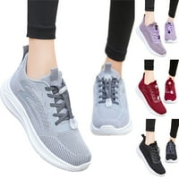 Udobne ženske sportske cipele prozračne mreže meke jedinice casual cipele široka širina čipkasta gumna za pješačku cipelu lagana siva siva39