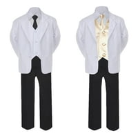 5- formalno crno bijelo odijelo set šampanjac luk dugi kravate prsluk dječak dijete