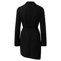 ertutuyi dame rever s dugim rukavima čista boja haljina od čipkastih odijela pokazuju tanka satensku casual suknja crna l