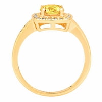 1.4ct okrugli rez žuti prirodni citrinski 14K žuti zlatni angažman halo prstena veličine 10.75