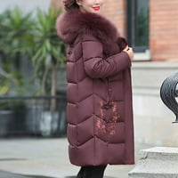 With jakne za žene za žene čišćenje Ženske zimske plus veličine srednje duljine tanka podstavljena jakna majčino pamučni kaput
